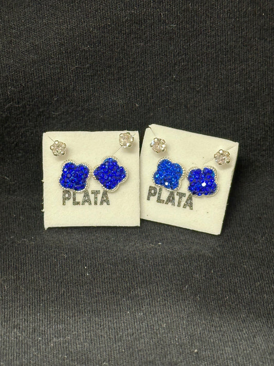 Blue flower gem earrings